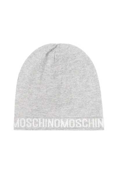 Moschino Logo Intarsia Knitted Beanie In Grey