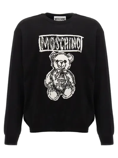 Moschino Logo Intarsia Sweater Sweater, Cardigans In Black