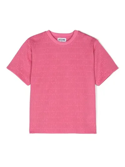 Moschino Kids' Logo-intarsia T-shirt In Pink