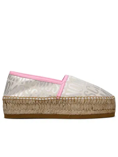 Moschino Logo Ivory Cotton Blend Espadrille In Beige