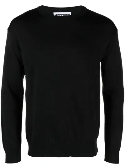 Moschino Logo-jacquard Crew-neck Jumper In Black