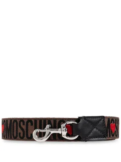 Moschino Logo-jacquard Dog Leash In Braun