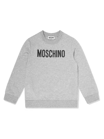 Moschino Kids' Logo-print Cotton Sweatshirt In Grey