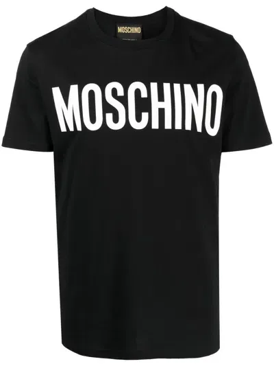 Moschino Logo Print Cotton T-shirt In Black