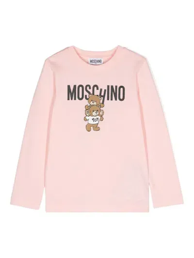 Moschino Kids' Logo-print Cotton T-shirt In Pink