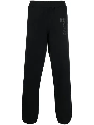 Moschino Logo-print Detail Trousers In Black