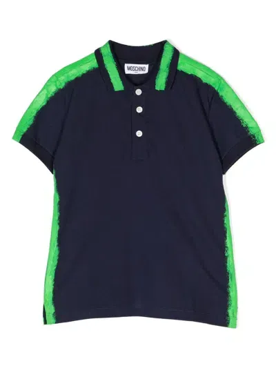 Moschino Kids' Logo-print Polo Shirt In Blue