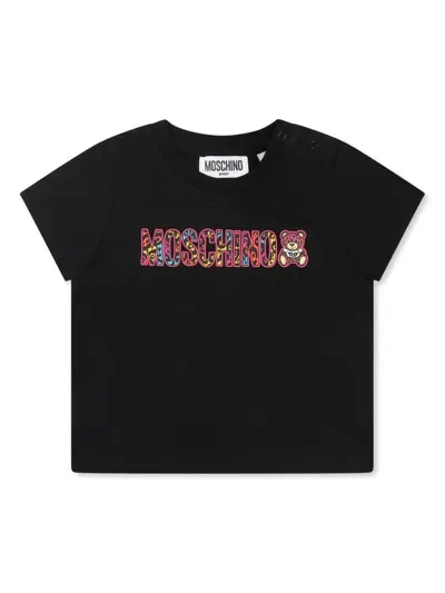 Moschino Babies' Logo-print T-shirt In Black