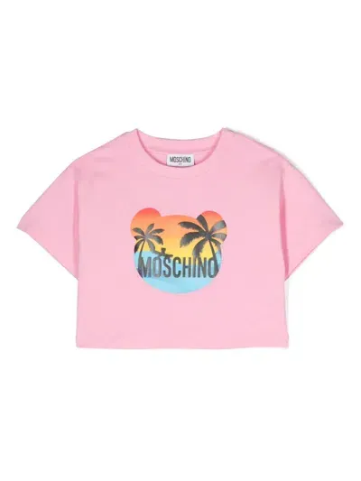 Moschino Kids' Logo-print T-shirt In Pink