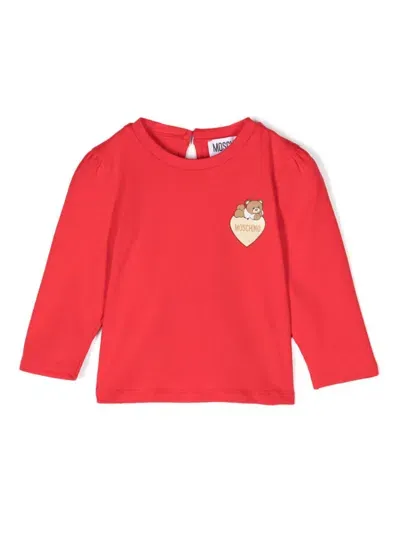 Moschino Babies' Logo-print T-shirt In Red