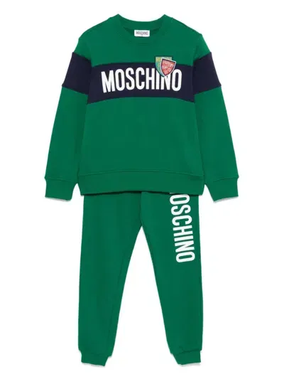 Moschino Kids' Logo-print Track Suit In Green