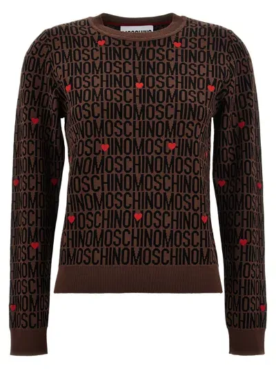 Moschino 'logo' Sweater In Brown