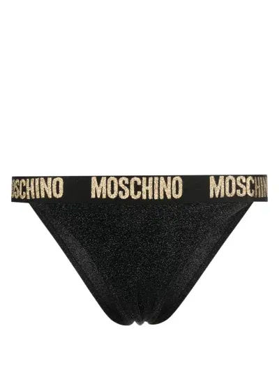 Moschino Logo-waistband Bikini Briefs In Black