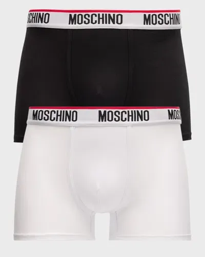 Moschino Men's Basic Bi-pack Trunks In Black Multi