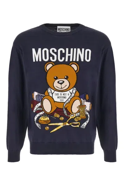 Moschino Midnight Blue Cotton Sweater In Nero