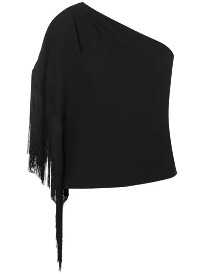 Moschino One-shoulder Fringed Blouse In Black