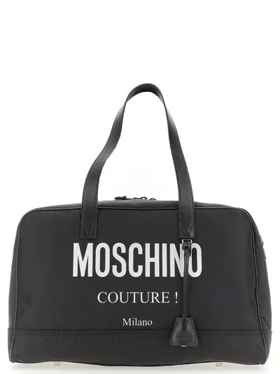 Moschino Nylon Travel Bag In Black