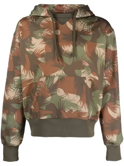 Moschino Palm Tree-print Cotton Hoodie In Green