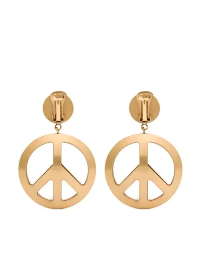 Moschino Peace Sign Clip-on Earrings In Gold