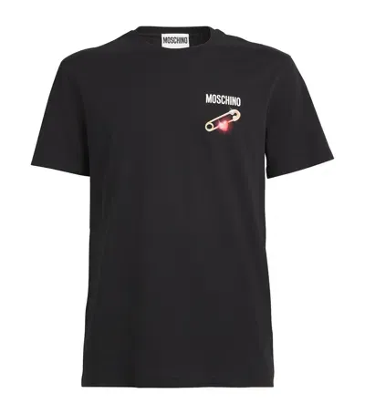 Moschino Pin Heart T-shirt In Black