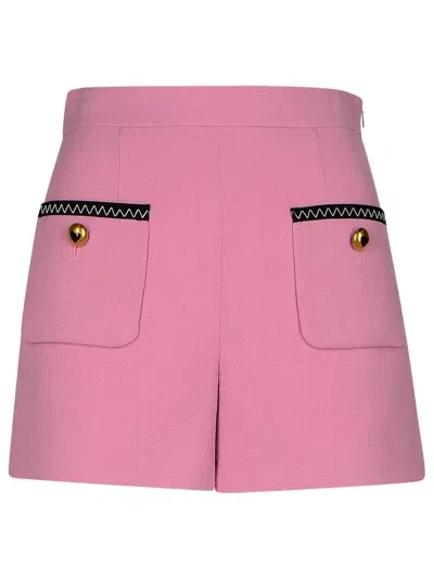 Moschino Pink Virgin Wool Blend Shorts In Brown