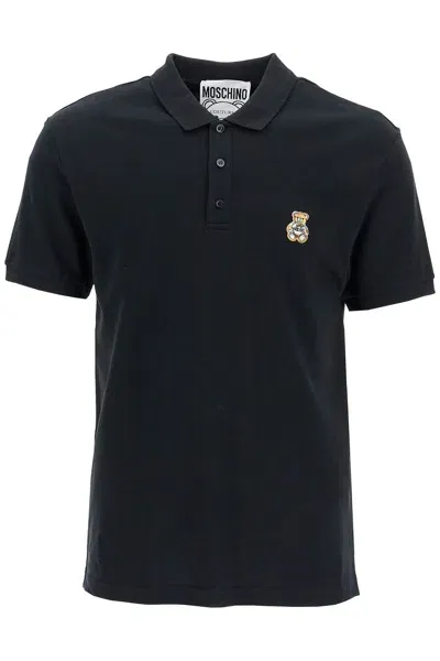 Moschino Polo Con Applicazione Teddy Bear In Black