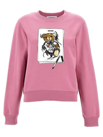 Moschino Print Sweatshirt In Pink