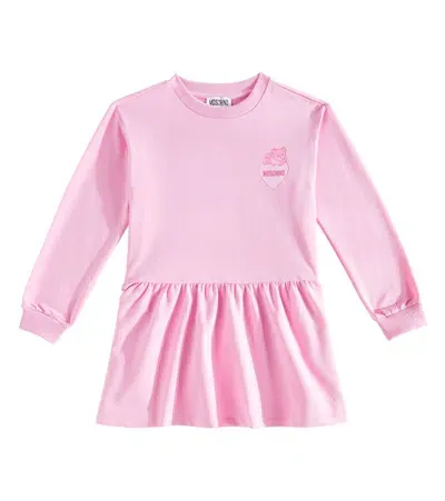 Moschino Kids' Printed Cotton-blend Dress In Pink