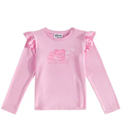 Moschino Kids' Printed Cotton-blend Top In Pink