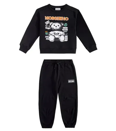 Moschino Kids' Printed Jersey Sweatshirt And Sweatpants Set In Black