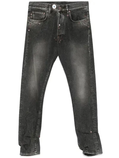 Moschino Rivet-embellished Jeans In Grey