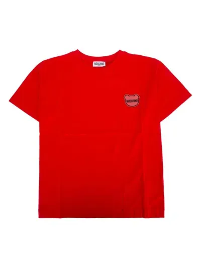 Moschino Kids' Rubberised-logo Cotton T-shirt In Red