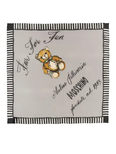 Moschino Silk Scarf In Grey