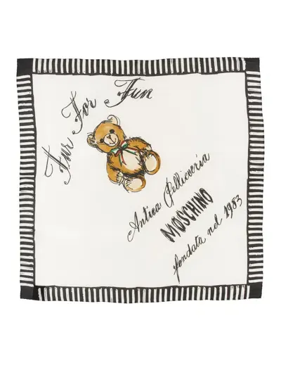 Moschino Silk Scarf In White