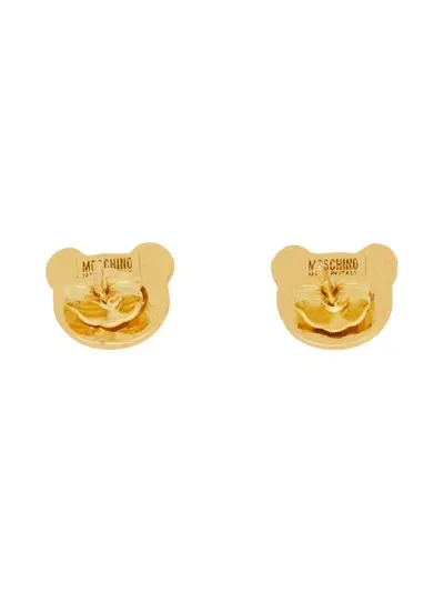 Moschino Small Teddy Bear Earrings In Gold