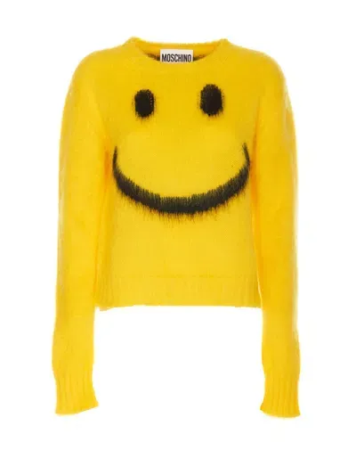 Moschino Smiley Sweater In Yellow