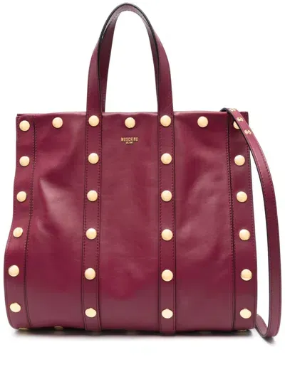 Moschino Snap Buttons Shopper Tote Bag In Red