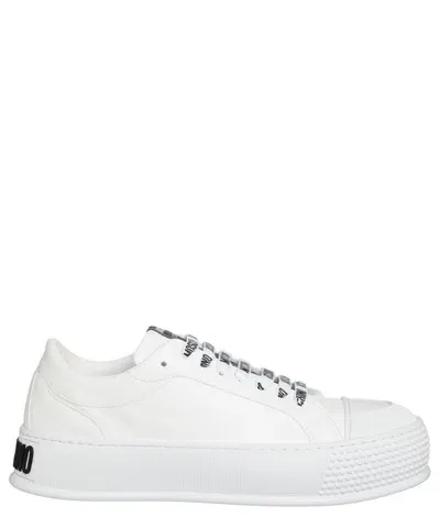 Pre-owned Moschino Sneaker Herren Mb15954g1lg37100 White Logo Schuhe Laufschuhe In Weiss