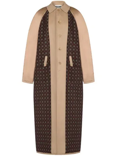 Moschino Spread-collar Cotton-blend Coat In Neutrals