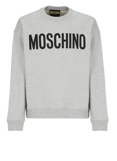 Moschino Sweatshirt With Logo In Fantasia Grigio