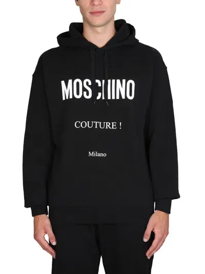 Moschino Sweatshirt With Logo Print In Nero