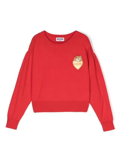 Moschino Teddy Bear-appliqué Sweater In 红色