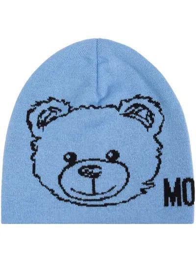 Moschino Teddy Bear Beanie In Blue