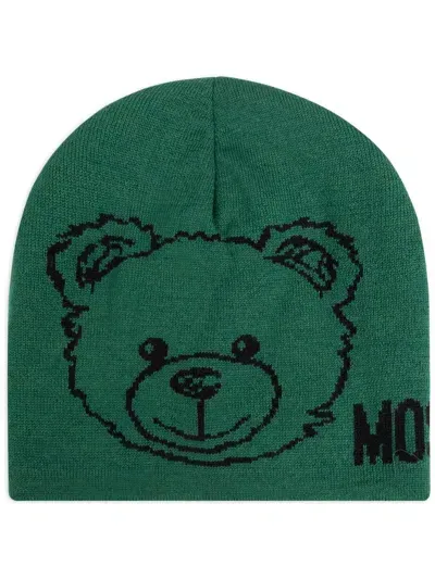 Moschino Teddy Bear Beanie In Green