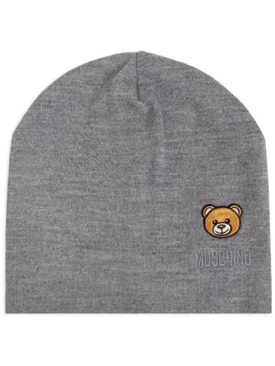 Moschino Teddy Bear Beanie In Grey