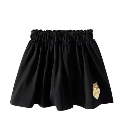 Moschino Kids' Teddy Bear Cotton-blend Skirt In Black