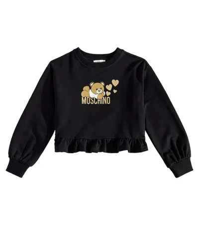 Moschino Kids' Teddy Bear Cotton-blend Sweatshirt In Black