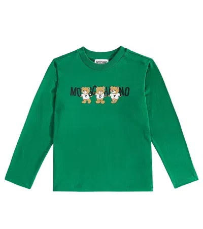 Moschino Kids' Teddy Bear Cotton Jersey Top In Green