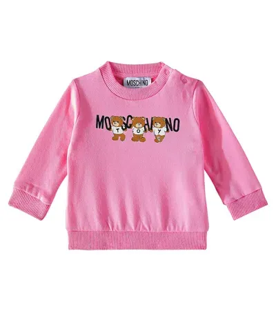 Moschino Babies' Teddy Bear Cotton Sweatshirt In Pink