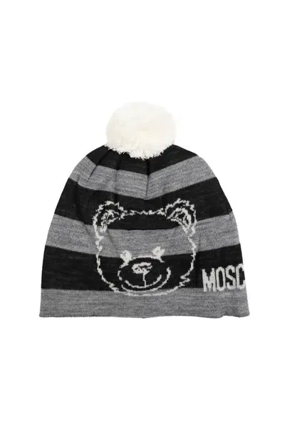 Moschino Teddy Bear Detailed Knitted Beanie In Multi